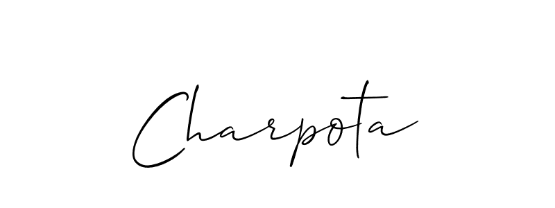 Use a signature maker to create a handwritten signature online. With this signature software, you can design (Allison_Script) your own signature for name Charpota. Charpota signature style 2 images and pictures png