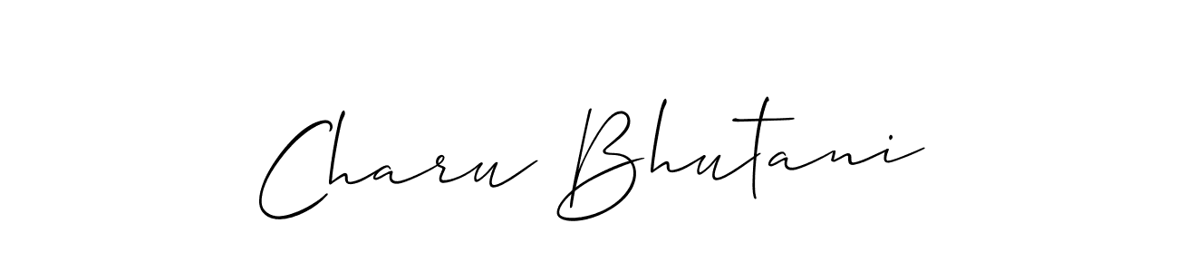How to make Charu Bhutani name signature. Use Allison_Script style for creating short signs online. This is the latest handwritten sign. Charu Bhutani signature style 2 images and pictures png