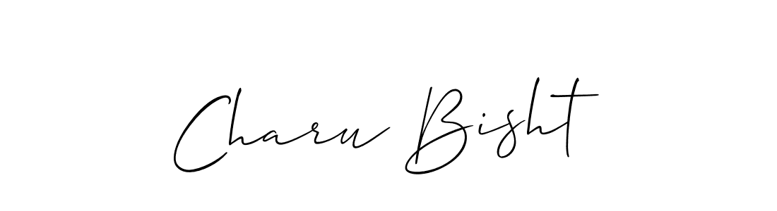 The best way (Allison_Script) to make a short signature is to pick only two or three words in your name. The name Charu Bisht include a total of six letters. For converting this name. Charu Bisht signature style 2 images and pictures png