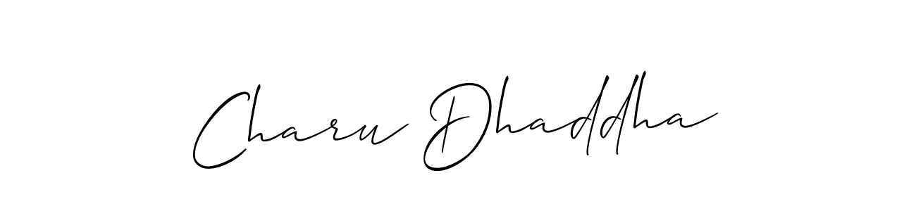 How to make Charu Dhaddha signature? Allison_Script is a professional autograph style. Create handwritten signature for Charu Dhaddha name. Charu Dhaddha signature style 2 images and pictures png