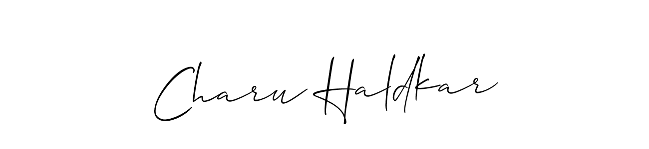 Design your own signature with our free online signature maker. With this signature software, you can create a handwritten (Allison_Script) signature for name Charu Haldkar. Charu Haldkar signature style 2 images and pictures png