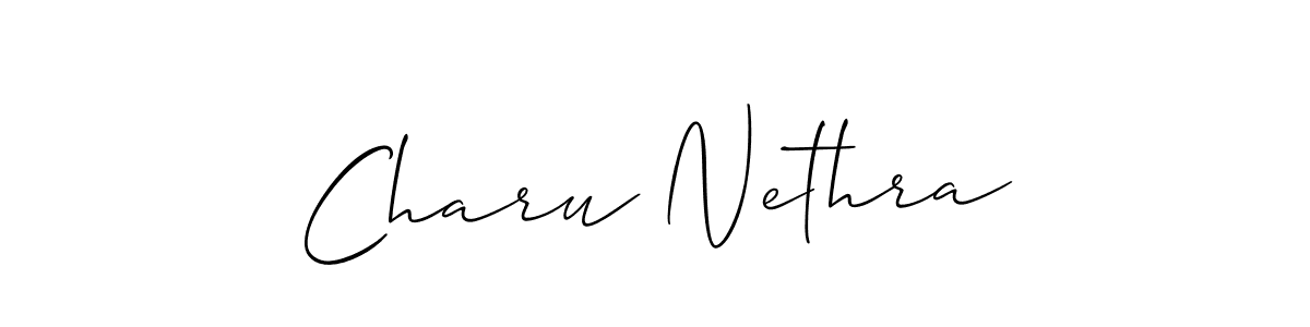 Create a beautiful signature design for name Charu Nethra. With this signature (Allison_Script) fonts, you can make a handwritten signature for free. Charu Nethra signature style 2 images and pictures png