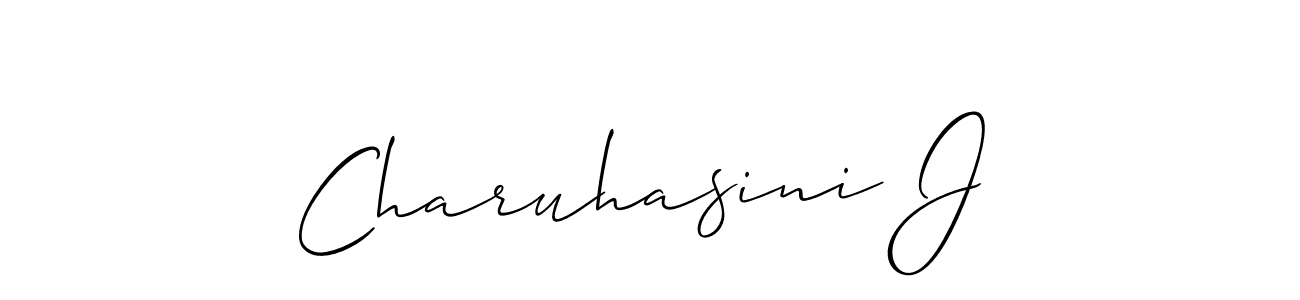 The best way (Allison_Script) to make a short signature is to pick only two or three words in your name. The name Charuhasini J include a total of six letters. For converting this name. Charuhasini J signature style 2 images and pictures png