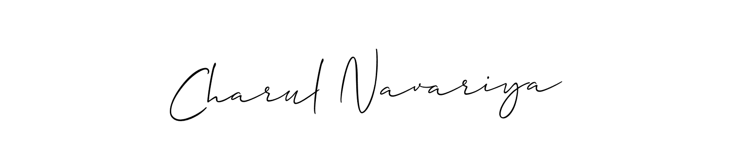 You should practise on your own different ways (Allison_Script) to write your name (Charul Navariya) in signature. don't let someone else do it for you. Charul Navariya signature style 2 images and pictures png