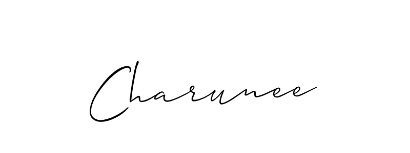 The best way (Allison_Script) to make a short signature is to pick only two or three words in your name. The name Charunee include a total of six letters. For converting this name. Charunee signature style 2 images and pictures png