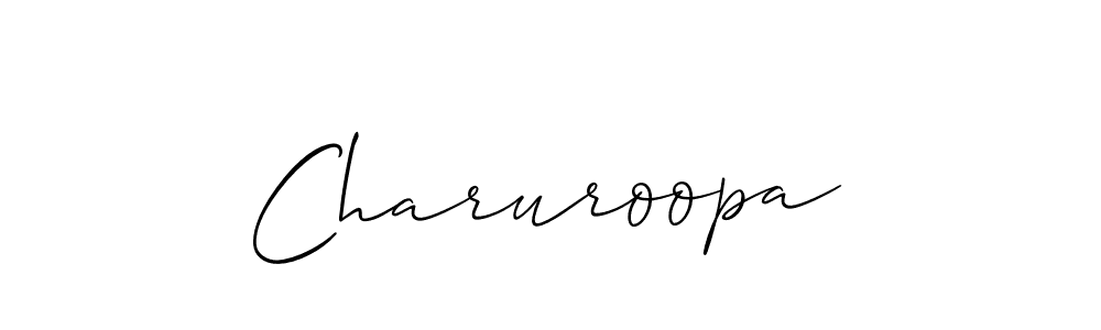 The best way (Allison_Script) to make a short signature is to pick only two or three words in your name. The name Charuroopa include a total of six letters. For converting this name. Charuroopa signature style 2 images and pictures png