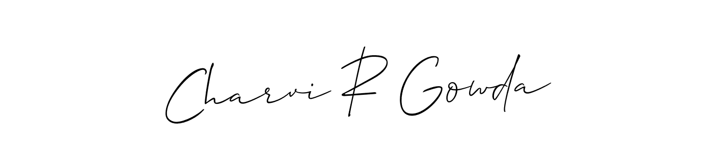 Also we have Charvi R Gowda name is the best signature style. Create professional handwritten signature collection using Allison_Script autograph style. Charvi R Gowda signature style 2 images and pictures png