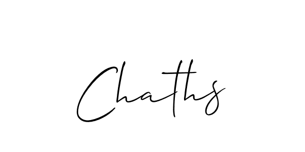 The best way (Allison_Script) to make a short signature is to pick only two or three words in your name. The name Chaths include a total of six letters. For converting this name. Chaths signature style 2 images and pictures png