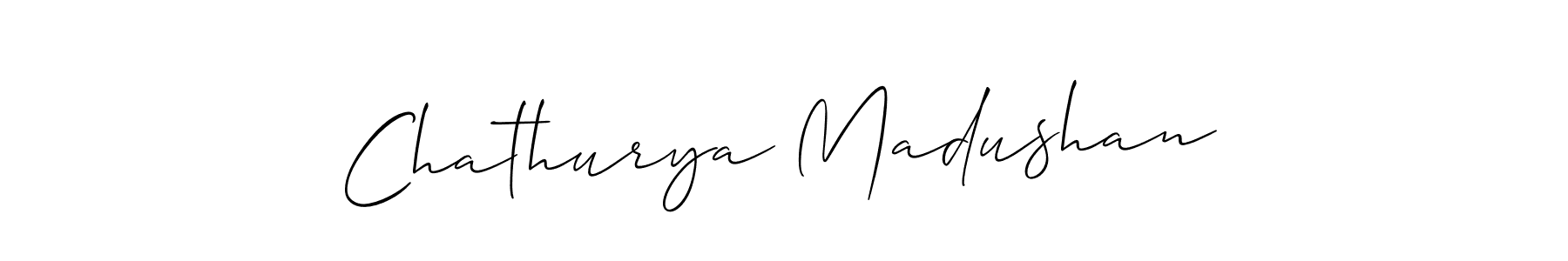 Allison_Script is a professional signature style that is perfect for those who want to add a touch of class to their signature. It is also a great choice for those who want to make their signature more unique. Get Chathurya Madushan name to fancy signature for free. Chathurya Madushan signature style 2 images and pictures png