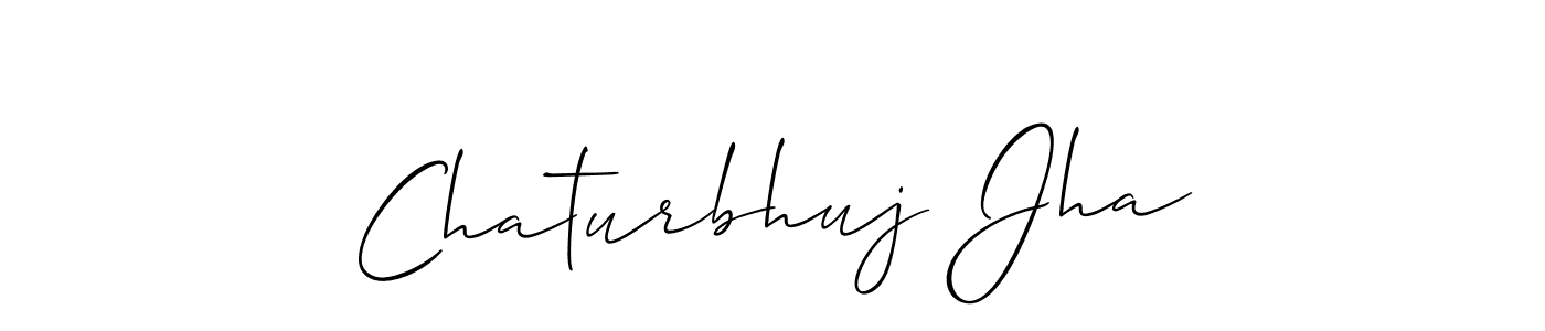 How to make Chaturbhuj Jha name signature. Use Allison_Script style for creating short signs online. This is the latest handwritten sign. Chaturbhuj Jha signature style 2 images and pictures png