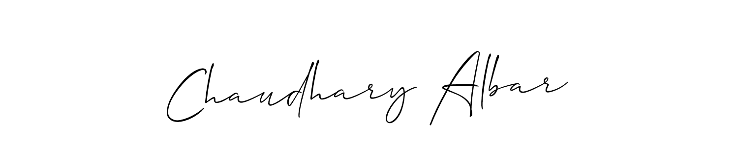 How to make Chaudhary Albar name signature. Use Allison_Script style for creating short signs online. This is the latest handwritten sign. Chaudhary Albar signature style 2 images and pictures png