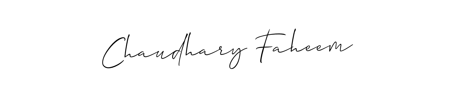 Make a short Chaudhary Faheem signature style. Manage your documents anywhere anytime using Allison_Script. Create and add eSignatures, submit forms, share and send files easily. Chaudhary Faheem signature style 2 images and pictures png