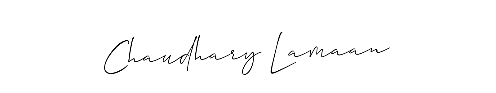 You should practise on your own different ways (Allison_Script) to write your name (Chaudhary Lamaan) in signature. don't let someone else do it for you. Chaudhary Lamaan signature style 2 images and pictures png