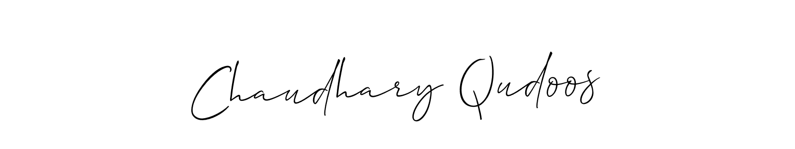 Use a signature maker to create a handwritten signature online. With this signature software, you can design (Allison_Script) your own signature for name Chaudhary Qudoos. Chaudhary Qudoos signature style 2 images and pictures png