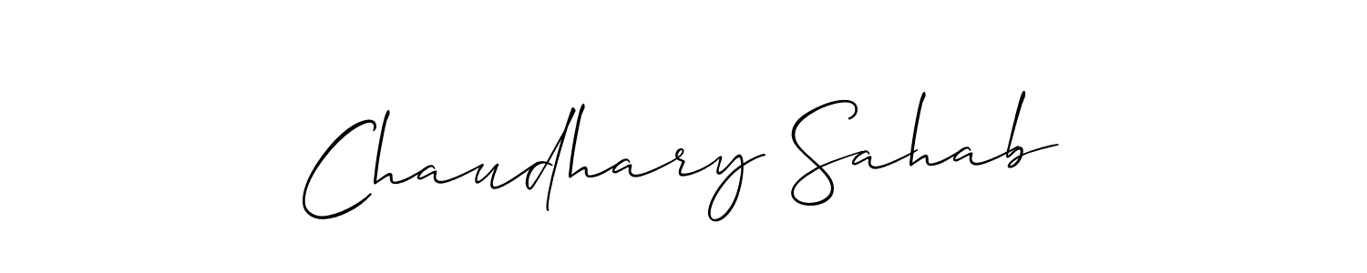 Use a signature maker to create a handwritten signature online. With this signature software, you can design (Allison_Script) your own signature for name Chaudhary Sahab. Chaudhary Sahab signature style 2 images and pictures png