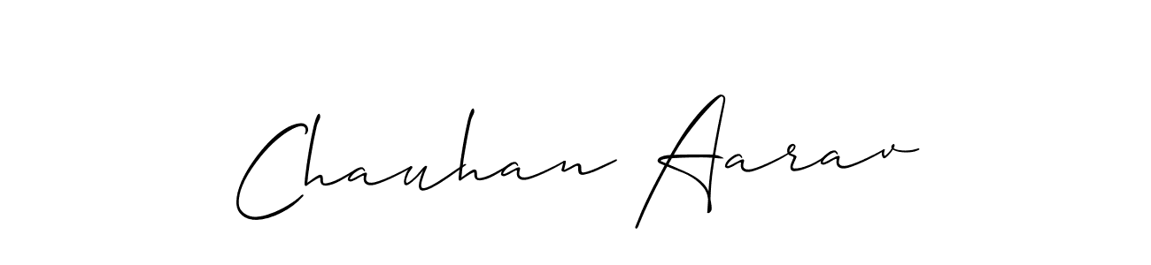 The best way (Allison_Script) to make a short signature is to pick only two or three words in your name. The name Chauhan Aarav include a total of six letters. For converting this name. Chauhan Aarav signature style 2 images and pictures png