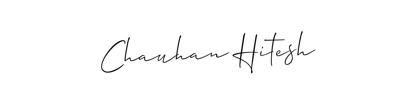 The best way (Allison_Script) to make a short signature is to pick only two or three words in your name. The name Chauhan Hitesh include a total of six letters. For converting this name. Chauhan Hitesh signature style 2 images and pictures png
