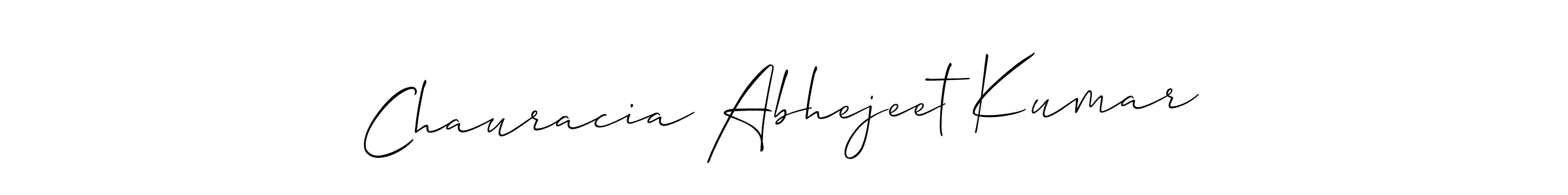 How to make Chauracia Abhejeet Kumar name signature. Use Allison_Script style for creating short signs online. This is the latest handwritten sign. Chauracia Abhejeet Kumar signature style 2 images and pictures png