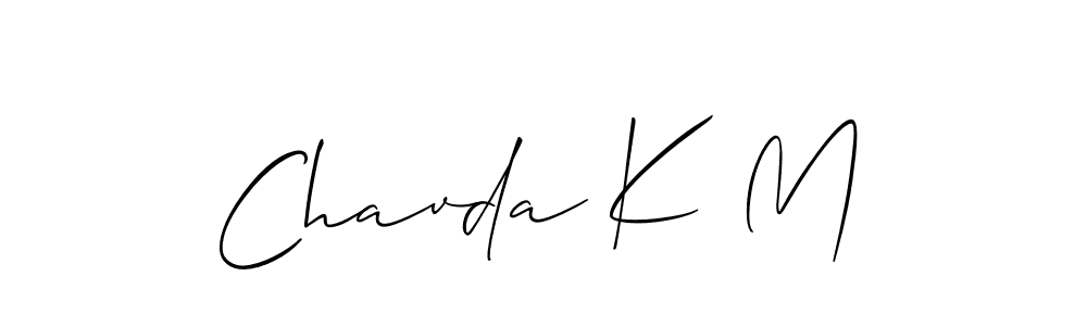 How to Draw Chavda K M signature style? Allison_Script is a latest design signature styles for name Chavda K M. Chavda K M signature style 2 images and pictures png