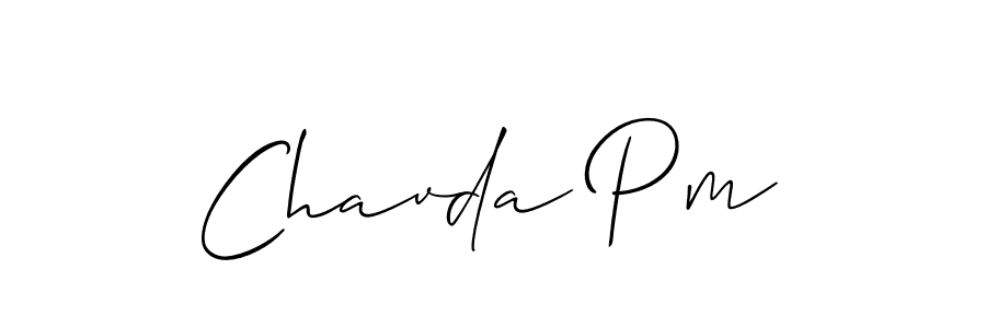 Design your own signature with our free online signature maker. With this signature software, you can create a handwritten (Allison_Script) signature for name Chavda Pm. Chavda Pm signature style 2 images and pictures png