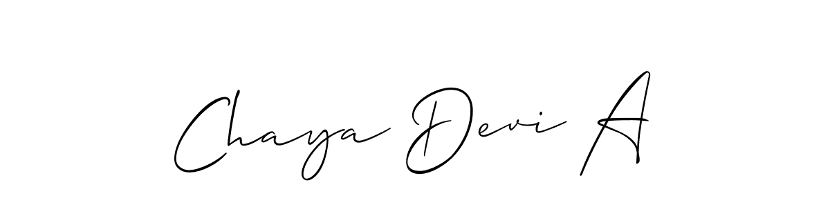 Make a beautiful signature design for name Chaya Devi A. With this signature (Allison_Script) style, you can create a handwritten signature for free. Chaya Devi A signature style 2 images and pictures png