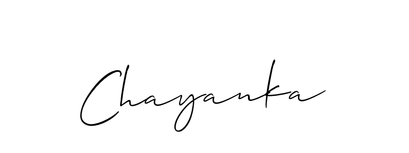 How to make Chayanka signature? Allison_Script is a professional autograph style. Create handwritten signature for Chayanka name. Chayanka signature style 2 images and pictures png