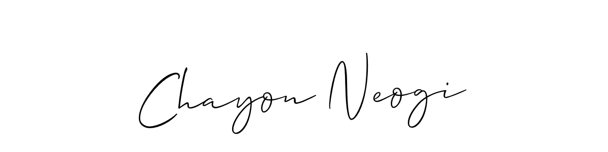 Design your own signature with our free online signature maker. With this signature software, you can create a handwritten (Allison_Script) signature for name Chayon Neogi. Chayon Neogi signature style 2 images and pictures png