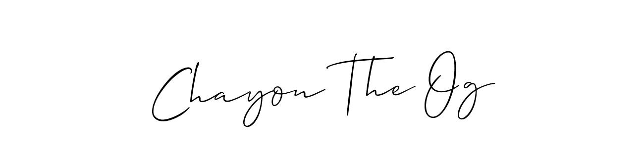 Similarly Allison_Script is the best handwritten signature design. Signature creator online .You can use it as an online autograph creator for name Chayon The Og. Chayon The Og signature style 2 images and pictures png