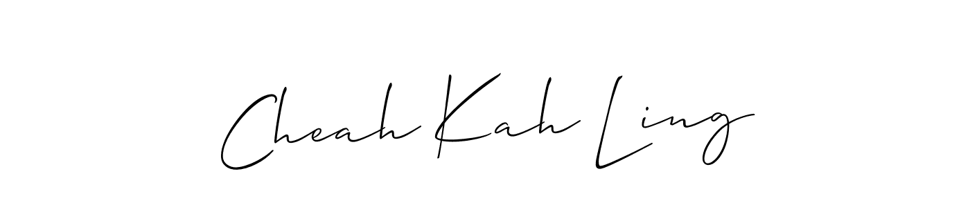 How to make Cheah Kah Ling name signature. Use Allison_Script style for creating short signs online. This is the latest handwritten sign. Cheah Kah Ling signature style 2 images and pictures png