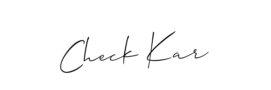 How to make Check Kar name signature. Use Allison_Script style for creating short signs online. This is the latest handwritten sign. Check Kar signature style 2 images and pictures png