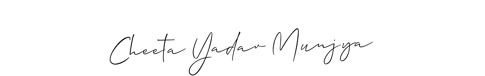 How to make Cheeta Yadav Munjya name signature. Use Allison_Script style for creating short signs online. This is the latest handwritten sign. Cheeta Yadav Munjya signature style 2 images and pictures png