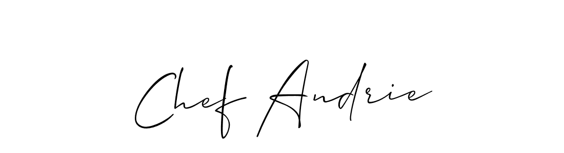 How to make Chef Andrie name signature. Use Allison_Script style for creating short signs online. This is the latest handwritten sign. Chef Andrie signature style 2 images and pictures png