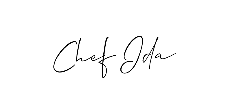 Allison_Script is a professional signature style that is perfect for those who want to add a touch of class to their signature. It is also a great choice for those who want to make their signature more unique. Get Chef Ida name to fancy signature for free. Chef Ida signature style 2 images and pictures png