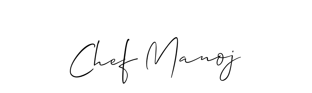 Make a beautiful signature design for name Chef Manoj. With this signature (Allison_Script) style, you can create a handwritten signature for free. Chef Manoj signature style 2 images and pictures png