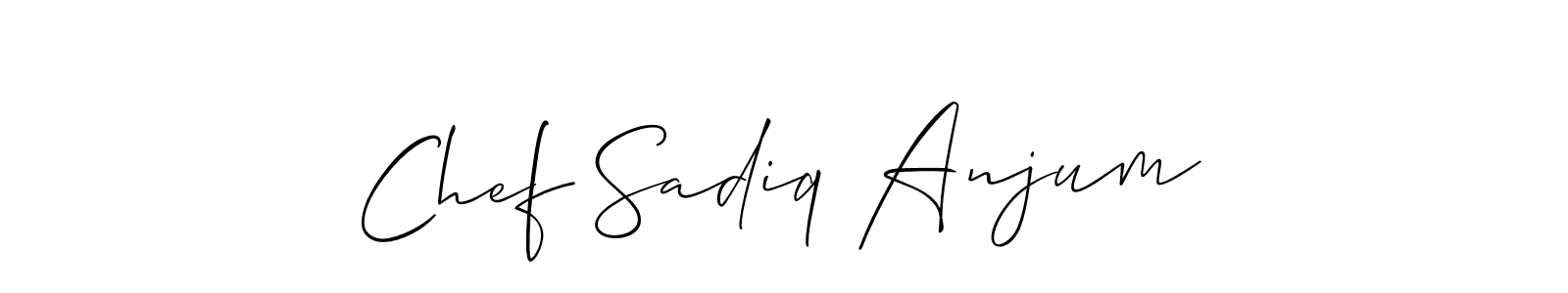 Also You can easily find your signature by using the search form. We will create Chef Sadiq Anjum name handwritten signature images for you free of cost using Allison_Script sign style. Chef Sadiq Anjum signature style 2 images and pictures png