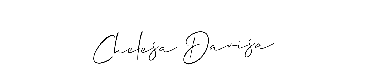 The best way (Allison_Script) to make a short signature is to pick only two or three words in your name. The name Chelesa Davisa include a total of six letters. For converting this name. Chelesa Davisa signature style 2 images and pictures png