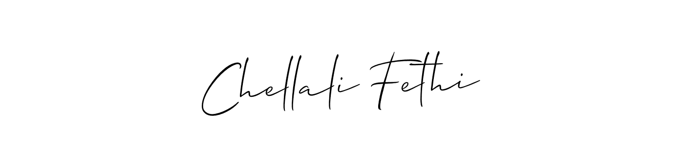 Make a beautiful signature design for name Chellali Fethi. With this signature (Allison_Script) style, you can create a handwritten signature for free. Chellali Fethi signature style 2 images and pictures png