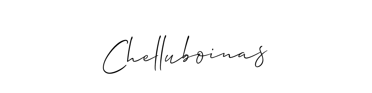 Use a signature maker to create a handwritten signature online. With this signature software, you can design (Allison_Script) your own signature for name Chelluboinas. Chelluboinas signature style 2 images and pictures png