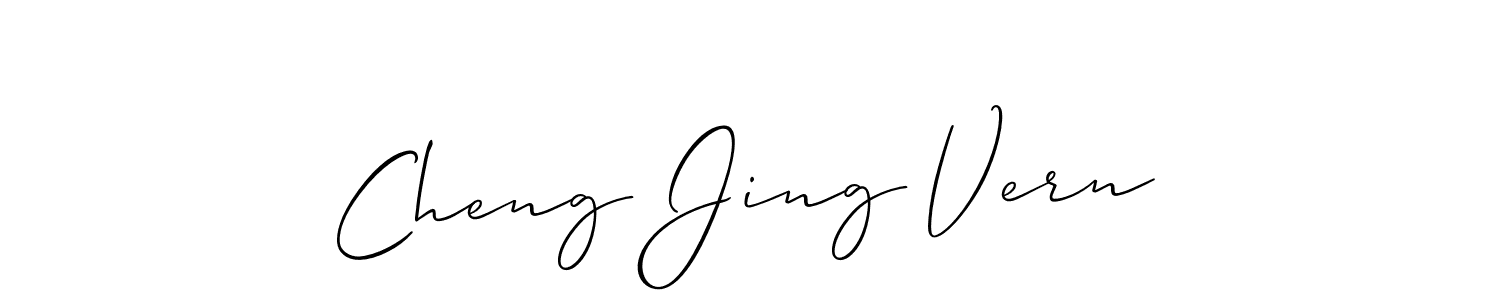 The best way (Allison_Script) to make a short signature is to pick only two or three words in your name. The name Cheng Jing Vern include a total of six letters. For converting this name. Cheng Jing Vern signature style 2 images and pictures png