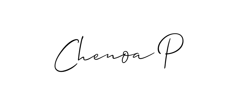 The best way (Allison_Script) to make a short signature is to pick only two or three words in your name. The name Chenoa P include a total of six letters. For converting this name. Chenoa P signature style 2 images and pictures png