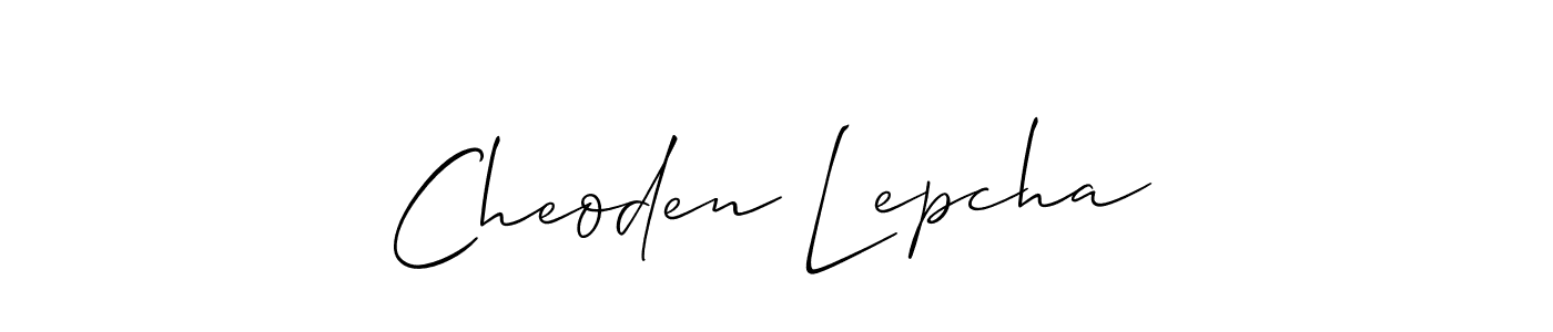 Use a signature maker to create a handwritten signature online. With this signature software, you can design (Allison_Script) your own signature for name Cheoden Lepcha. Cheoden Lepcha signature style 2 images and pictures png