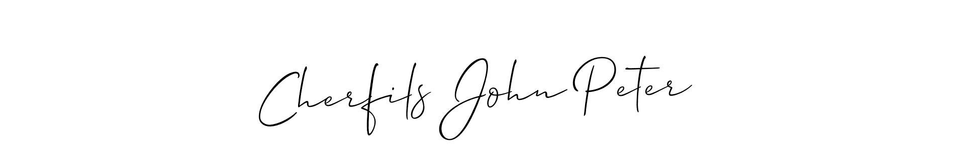 The best way (Allison_Script) to make a short signature is to pick only two or three words in your name. The name Cherfils John Peter include a total of six letters. For converting this name. Cherfils John Peter signature style 2 images and pictures png