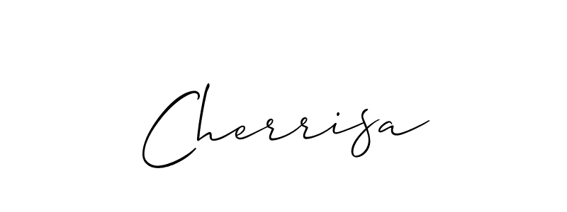 The best way (Allison_Script) to make a short signature is to pick only two or three words in your name. The name Cherrisa include a total of six letters. For converting this name. Cherrisa signature style 2 images and pictures png