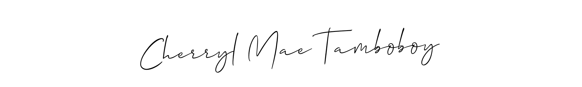 The best way (Allison_Script) to make a short signature is to pick only two or three words in your name. The name Cherryl Mae Tamboboy include a total of six letters. For converting this name. Cherryl Mae Tamboboy signature style 2 images and pictures png