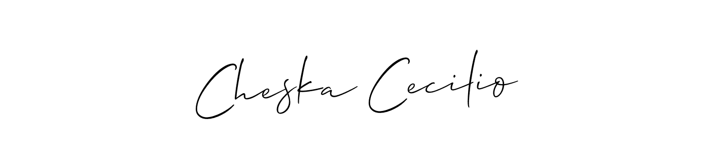 It looks lik you need a new signature style for name Cheska Cecilio. Design unique handwritten (Allison_Script) signature with our free signature maker in just a few clicks. Cheska Cecilio signature style 2 images and pictures png