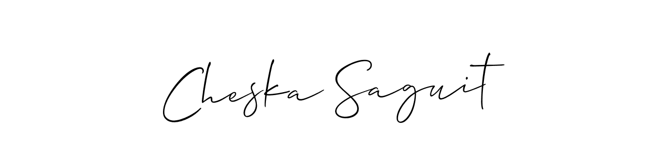 It looks lik you need a new signature style for name Cheska Saguit. Design unique handwritten (Allison_Script) signature with our free signature maker in just a few clicks. Cheska Saguit signature style 2 images and pictures png