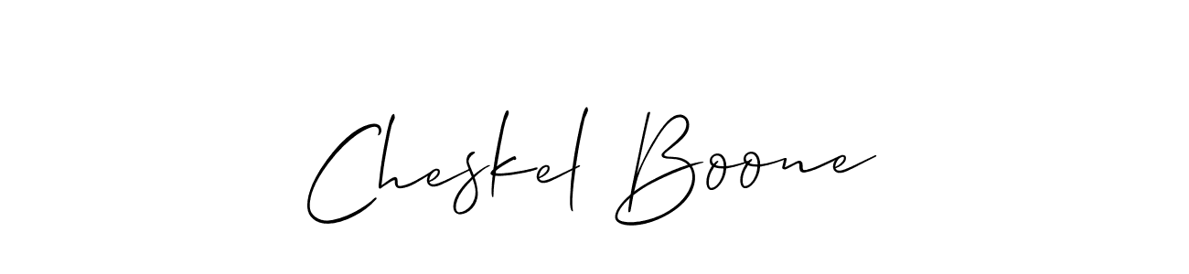 You should practise on your own different ways (Allison_Script) to write your name (Cheskel Boone) in signature. don't let someone else do it for you. Cheskel Boone signature style 2 images and pictures png