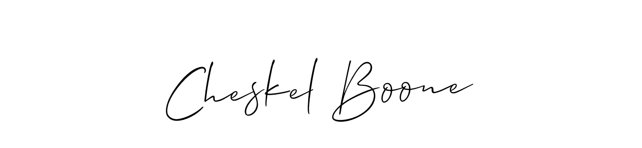 It looks lik you need a new signature style for name Cheskel Boone. Design unique handwritten (Allison_Script) signature with our free signature maker in just a few clicks. Cheskel Boone signature style 2 images and pictures png