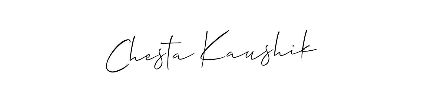 Also we have Chesta Kaushik name is the best signature style. Create professional handwritten signature collection using Allison_Script autograph style. Chesta Kaushik signature style 2 images and pictures png