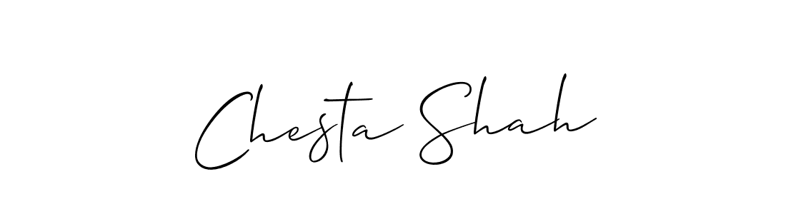 You should practise on your own different ways (Allison_Script) to write your name (Chesta Shah) in signature. don't let someone else do it for you. Chesta Shah signature style 2 images and pictures png